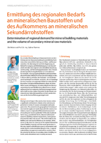 Dokument Ermittlung des regionalen Bedarfs an mineralischen Baustoffen und des Aufkommens an mineralischen Sekundärrohstoffen