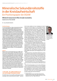 Dokument Mineralische Sekundärrohstoffe in der Kreislaufwirtschaft