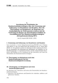 Dokument Anordnung des Präsidenten des Bundeseisenbahnvermögens über die Übertragung von Zuständigkeiten nach dem Bundesdisziplinargesetz im Geschäftsbereich des Bundeseisenbahnvermögens