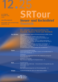 Ausgabe Steuer- und RechtsBrief Touristik Ausgabe 12 2025