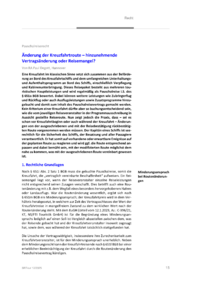 Dokument &Auml;nderung der Kreuzfahrtroute &ndash; hinzunehmende Vertrags&auml;nderung oder Reisemangel?