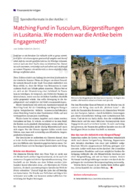 Dokument Matching Fund in Tusculum, B&uuml;rgerstiftungen in Lusitania. Wie modern war die Antike beim Engagement?