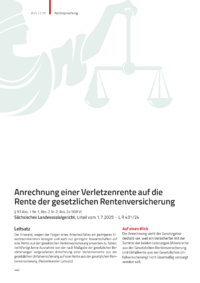 Dokument Anrechnung einer Verletzenrente auf die Rente der gesetzlichen Rentenversicherung