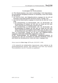 Dokument &sect; 134 Unzul&auml;ssigkeit der Wiederaufnahme