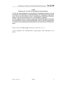 Dokument &sect; 149 Bindung der Gerichte an Disziplinarentscheidungen