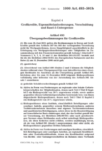 Dokument Artikel 493&ndash;501b Gro&szlig;kredite, Eigenmittelanforderungen, Verschuldung und Basel-I-Untergrenze