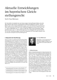 Dokument Aktuelle Entwicklungen im bayerischen Gleichstellungsrecht