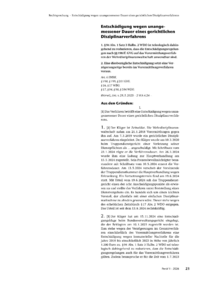 Dokument Entsch&auml;digung wegen unangemessener Dauer eines gerichtlichen Disziplinarverfahrens