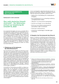 Dokument Quo vadis deutsches Umweltstrafrecht? &ndash; Der Referentenentwurf zur Umsetzung der UmwStR-RL 2024