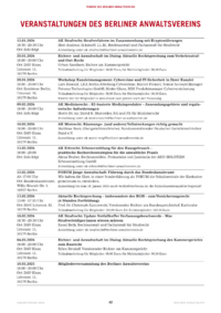 Dokument Veranstaltungen des Berliner Anwaltsvereins