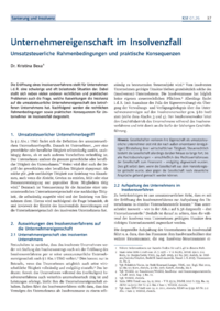 Dokument Unternehmereigenschaft im Insolvenzfall