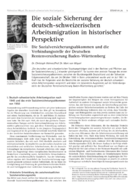 Dokument Die soziale Sicherung der deutsch-schweizerischen Arbeitsmigration in historischer Perspektive