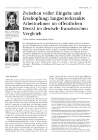 Dokument Zwischen voller Hingabe und Ersch&ouml;pfung: langzeiterkrankte Arbeitnehmer im &ouml;ffentlichen Dienst im deutsch-franz&ouml;sischen Vergleich