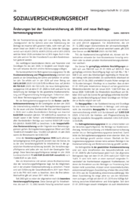 Dokument &Auml;nderungen bei der Sozialversicherung ab 2026 und neue Beitragsbemessungsgrenzen