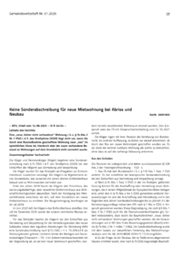 Dokument Keine Sonderabschreibung f&uuml;r neue Mietwohnung bei Abriss und Neubau