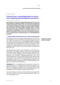 Dokument Fehlende Freizeit- und Sportm&ouml;glichkeiten im Urlaubshotel: Gew&auml;hrleistung und Haftung des Veranstalters?