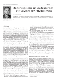 Dokument Batteriespeicher im Au&szlig;enbereich &ndash; Die Odyssee der Privilegierung