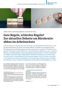 Dokument Gute Regeln, schlechte Regeln? Zur aktuellen Debatte um B&uuml;rokratieabbau im Arbeitsschutz