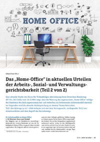 Dokument Das &bdquo;Home-Office&ldquo; in aktuellen Urteilen der Arbeits-, Sozial- und Verwaltungsgerichtsbarkeit (Teil 2 von 2)
