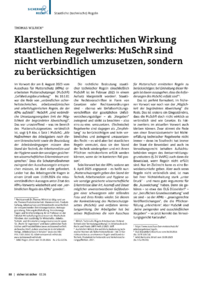 Dokument Klarstellung zur rechtlichen Wirkung staatlichen Regelwerks: MuSchR sind nicht verbindlich umzusetzen, sondern zu ber&uuml;cksichtigen