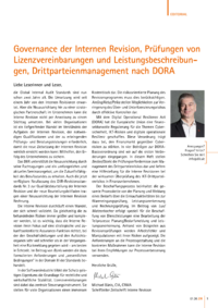 Dokument Governance der Internen Revision, Pr&uuml;fungen von Lizenzvereinbarungen und Leistungsbeschreibungen, Drittparteienmanagement nach DORA