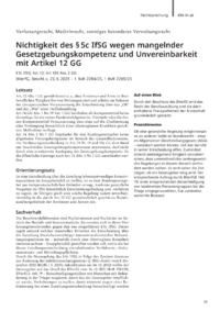 Dokument Nichtigkeit des &sect; 5c IfSG wegen mangelnder Gesetzgebungskompetenz und Unvereinbarkeit mit Artikel 12 GG