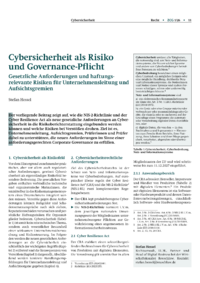 Dokument Cybersicherheit als Risiko und Governance-Pflicht