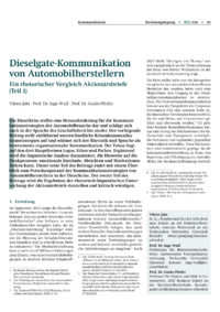 Dokument Dieselgate-Kommunikation von Automobilherstellern (Teil 1)