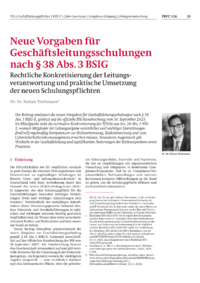 Dokument Neue Vorgaben f&uuml;r Gesch&auml;ftsleitungsschulungen nach &sect; 38 Abs. 3 BSIG