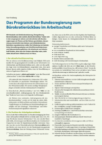 Dokument Das Programm der Bundesregierung zum B&uuml;rokratier&uuml;ckbau im Arbeitsschutz