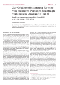 Dokument Zur Geb&uuml;hrenfestsetzung f&uuml;r eine von mehreren Personen beantragte verbindliche Auskunft (Teil 2)
