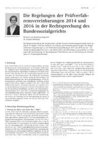 Dokument Die Regelungen der Pr&uuml;fverfahrensvereinbarungen 2014 und 2016 in der Rechtsprechung des Bundessozialgerichts