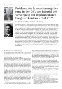 Dokument Probleme der Innovationsregulierung in der GKV am Beispiel der Versorgung mit implantierbaren Ereignisrekordern &ndash; Teil 2