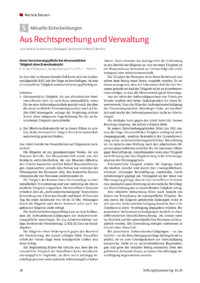 Dokument Aus Rechtsprechung und Verwaltung