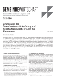 Dokument Grunds&auml;tze der Gewerbesteuerr&uuml;ckzahlung und haushaltsrechtliche Folgen f&uuml;r Kommunen