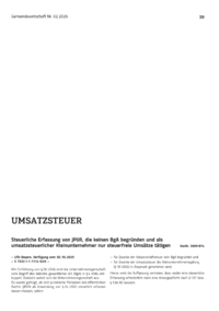 Dokument Steuerliche Erfassung von jP&ouml;R, die keinen BgA begr&uuml;nden und als umsatzsteuerlicher Kleinunternehmer nur steuerfreie Ums&auml;tze t&auml;tigen