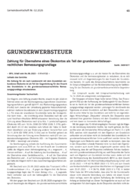 Dokument Zahlung f&uuml;r &Uuml;bernahme eines &Ouml;kokontos als Teil der grunderwerbsteuerrechtlichen Bemessungsgrundlage