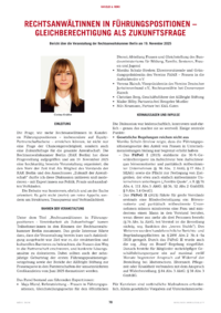 Dokument Rechtsanw&auml;ltinnen in F&uuml;hrungspositionen &ndash; Gleichberechtigung als Zukunftsfrage