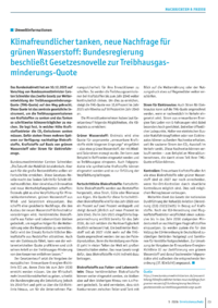 Dokument Klimafreundlicher tanken, neue Nachfrage f&uuml;r gr&uuml;nen Wasserstoff: Bundesregierung beschlie&szlig;t Gesetzesnovelle zur Treibhausgasminderungs-Quote