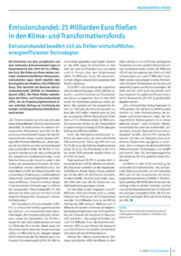 Dokument Emissionshandel: 21 Milliarden Euro flie&szlig;en in den Klima- und Transformationsfonds