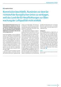 Dokument Kommission beschlie&szlig;t, Rum&auml;nien vor dem Gerichtshof der Europ&auml;ischen Union zu verklagen, weil das Land die EU-Verpflichtungen zur &Uuml;berwachung der Luftqualit&auml;t nicht einh&auml;lt