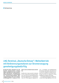 Dokument LNG-Terminal &bdquo;Deutsche Ostsee&ldquo;: Weiterbetrieb mit Verbrennungsmotoren zur Stromerzeugung genehmigungsbed&uuml;rftig