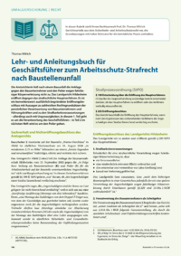 Dokument Lehr- und Anleitungsbuch f&uuml;r Gesch&auml;ftsf&uuml;hrer zum Arbeitsschutz-Strafrecht nach Baustellenunfall