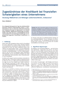 Dokument Zugest&auml;ndnisse der Kreditbank bei finanziellen Schwierigkeiten eines Unternehmens