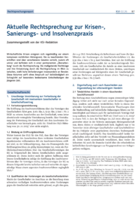 Dokument Aktuelle Rechtsprechung zur Krisen-, Sanierungs- und Insolvenzpraxis