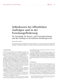 Dokument Selbstkosten bei &ouml;ffentlichen Auftr&auml;gen und in der Forschungsf&ouml;rderung