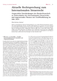Dokument Aktuelle Rechtsprechung zum Internationalen Steuerrecht