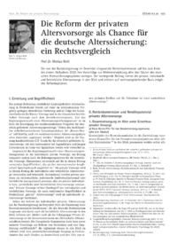 Dokument Die Reform der privaten Altersvorsorge als Chance f&uuml;r die deutsche Alterssicherung: ein Rechtsvergleich