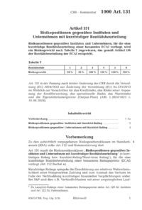 Dokument Artikel 131 Risikopositionen gegen&uuml;ber Instituten und Unternehmen mit kurzfristiger Bonit&auml;tsbeurteilung