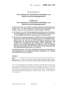 Dokument Artikel 137 Verwendung der Bonit&auml;tsbeurteilungen von Exportversicherungsagenturen